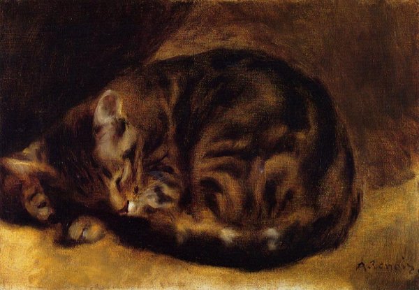 Main Product Photo of Sleeping Cat Painting by Pierre-Auguste Renoir