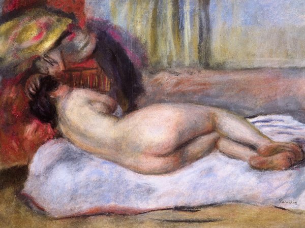 Sleeping Nude with Hat also known as Repose by Pierre-Auguste Renoir - Hand-Painted Oil Painting Reproduction