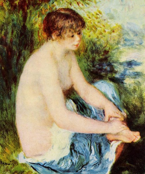Small Nude in Blue by Pierre-Auguste Renoir - Hand-Painted Oil Painting Reproduction