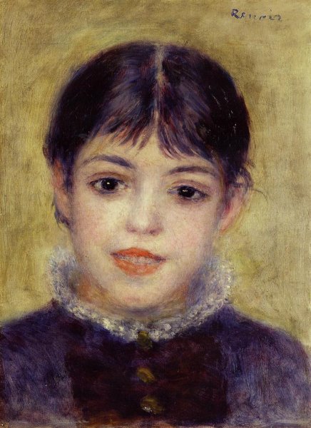 Smiling Young Girl by Pierre-Auguste Renoir - Hand-Painted Oil Painting Reproduction