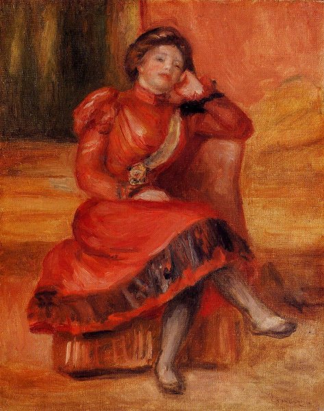 Main Product Photo of Spanish Dancer in a Red Dress Painting by Pierre-Auguste Renoir