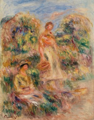 Standing Woman and Seated Woman in a Landscape by Pierre-Auguste Renoir Oil Painting
