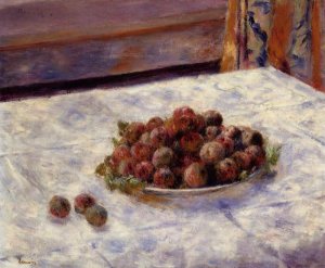 Still Life, a Plate of Plums by Pierre-Auguste Renoir Oil Painting