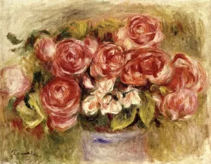Still Life of Roses in a Vase by Pierre-Auguste Renoir - Oil Painting Reproduction