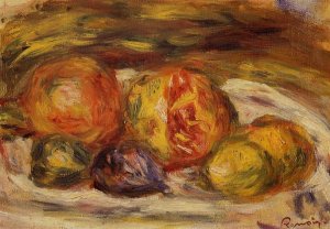 Still Life - Pomegranate, Figs and Apples by Pierre-Auguste Renoir Oil Painting