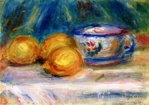 Still Life Three Lemons and a Cup Oil painting by Pierre-Auguste Renoir