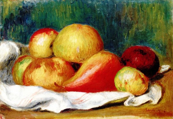 Still Life with Apples and a Pear by Pierre-Auguste Renoir - Hand-Painted Oil Painting Reproduction