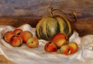 Still Life with Cantalope and Peaches by Pierre-Auguste Renoir Oil Painting