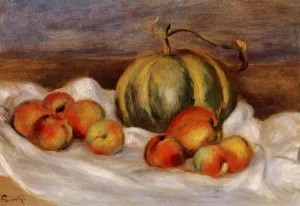Still Life with Cantalope and Peaches by Pierre-Auguste Renoir Oil Painting