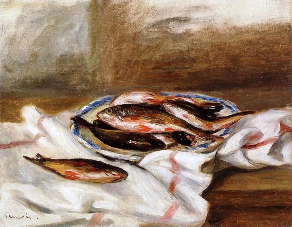Main Product Photo of Still Life with Fish Painting by Pierre-Auguste Renoir