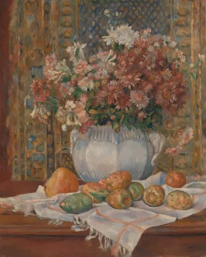 Still Life with Flowers and Prickly Pears by Pierre-Auguste Renoir Oil Painting