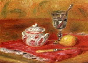 Still LIfe with Glass and Lemon Oil painting by Pierre-Auguste Renoir