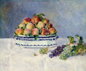 Still Life with Peaches and Grapes by Pierre-Auguste Renoir Oil Painting