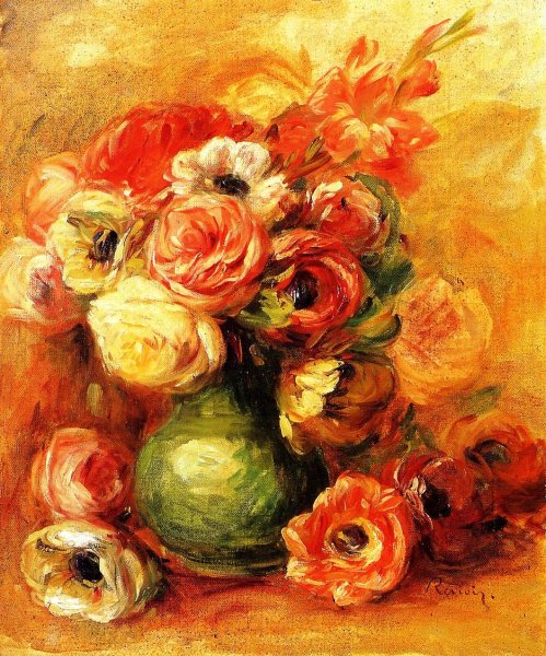 Still Life with Roses 3 by Pierre-Auguste Renoir - Hand-Painted Oil Painting Reproduction