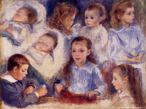 Studies of the Children of Paul Berard by Pierre-Auguste Renoir Oil Painting