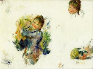Study for Girls playing with a Shuttlecock' Oil painting by Pierre-Auguste Renoir