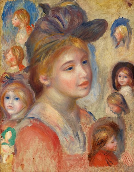 Study of Girls'Heads  by Pierre-Auguste Renoir - Hand-Painted Oil Painting Reproduction