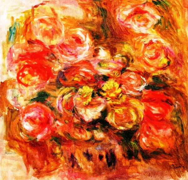 Main Product Photo of Study of Roses  Painting by Pierre-Auguste Renoir