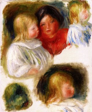 Study of Woman and Children by Pierre-Auguste Renoir Oil Painting