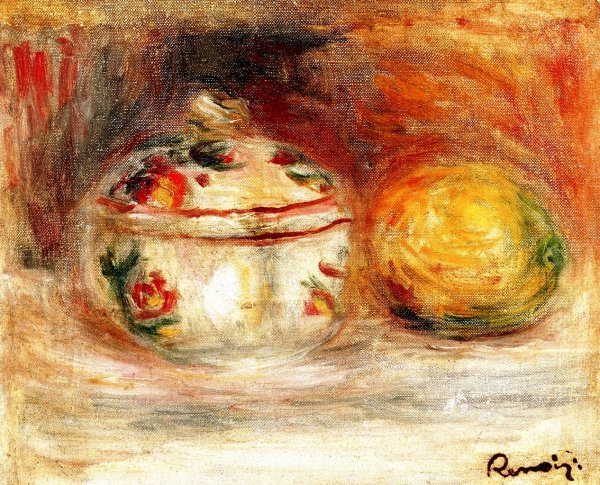 Study: Sugar Bowl and Lemon by Pierre-Auguste Renoir - Hand-Painted Oil Painting Reproduction