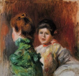 Study 'Two Women's Heads' by Pierre-Auguste Renoir Oil Painting