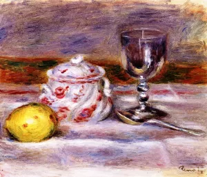 Sugar Bowl, Glass and Lemon by Pierre-Auguste Renoir Oil Painting