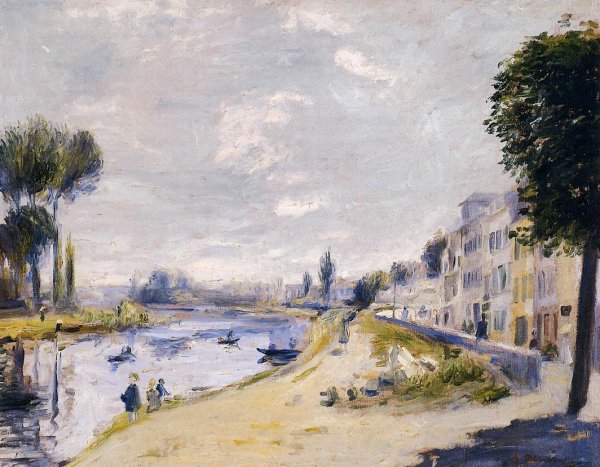 The Banks of the Seine, Bougival by Pierre-Auguste Renoir - Hand-Painted Oil Painting Reproduction