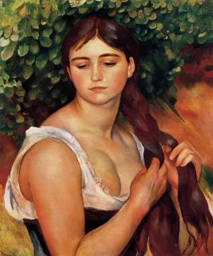 The Braid also known as Suzanne Valadon by Pierre-Auguste Renoir - Oil Painting Reproduction