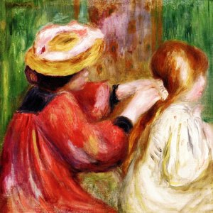 The Child's Hairstyle by Pierre-Auguste Renoir Oil Painting