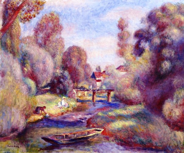 The Footbridge at Essoyes by Pierre-Auguste Renoir - Hand-Painted Oil Painting Reproduction