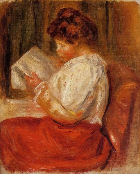 Main Product Photo of The Little Reader Painting by Pierre-Auguste Renoir
