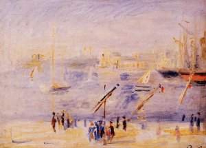 The Old Port of Marseille, People and Boats by Pierre-Auguste Renoir Oil Painting