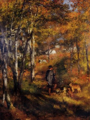 The Painter Jules Le Coeur Walking His Dogs in the Forest of Fontainebleau by Pierre-Auguste Renoir Oil Painting