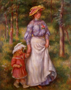 The Promenade also known as Julienne Dubanc and Adrienne by Pierre-Auguste Renoir Oil Painting