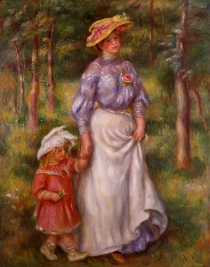 The Promenade also known as Julienne Dubanc and Adrienne by Pierre-Auguste Renoir Oil Painting