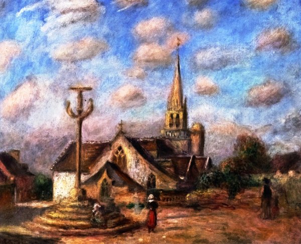 The Wayside Cross and Church of Nizon near Pont-Aven by Pierre-Auguste Renoir - Hand-Painted Oil Painting Reproduction