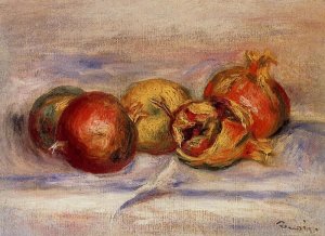 Three Pomegranates and Two Apples by Pierre-Auguste Renoir Oil Painting