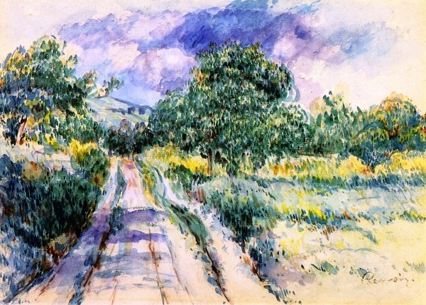Through the Fields by Pierre-Auguste Renoir - Hand-Painted Oil Painting Reproduction