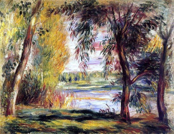 Trees by the Water by Pierre-Auguste Renoir - Hand-Painted Oil Painting Reproduction