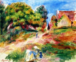 Trees, House, Road and Landscape by Pierre-Auguste Renoir Oil Painting