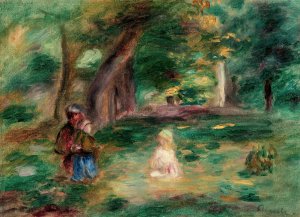 Trois personnages dans un paysage by Pierre-Auguste Renoir Oil Painting