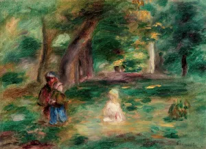 Trois personnages dans un paysage by Pierre-Auguste Renoir Oil Painting
