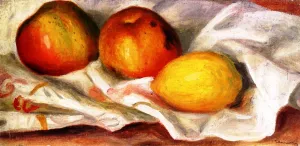 Two Apples and a Lemon by Pierre-Auguste Renoir - Oil Painting Reproduction