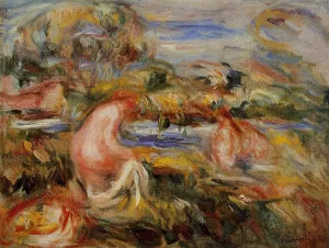 Two Bathers in a Landscape by Pierre-Auguste Renoir - Oil Painting Reproduction