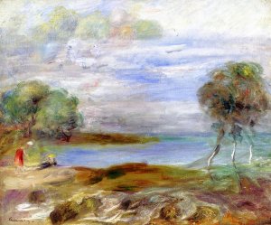 Two Figures by the Water by Pierre-Auguste Renoir Oil Painting
