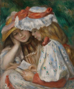 Two Girls Reading by Pierre-Auguste Renoir Oil Painting