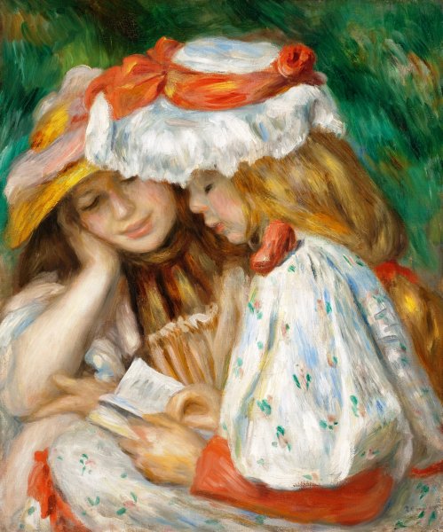 Main Product Photo of Two Girls Reading Painting by Pierre-Auguste Renoir