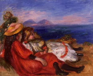 Two Little Girls on the Beach painting by Pierre-Auguste Renoir