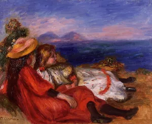 Two Little Girls on the Beach by Pierre-Auguste Renoir Oil Painting