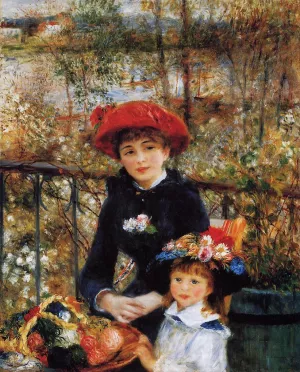 Two Sisters also known as On the Terrace by Pierre-Auguste Renoir - Oil Painting Reproduction